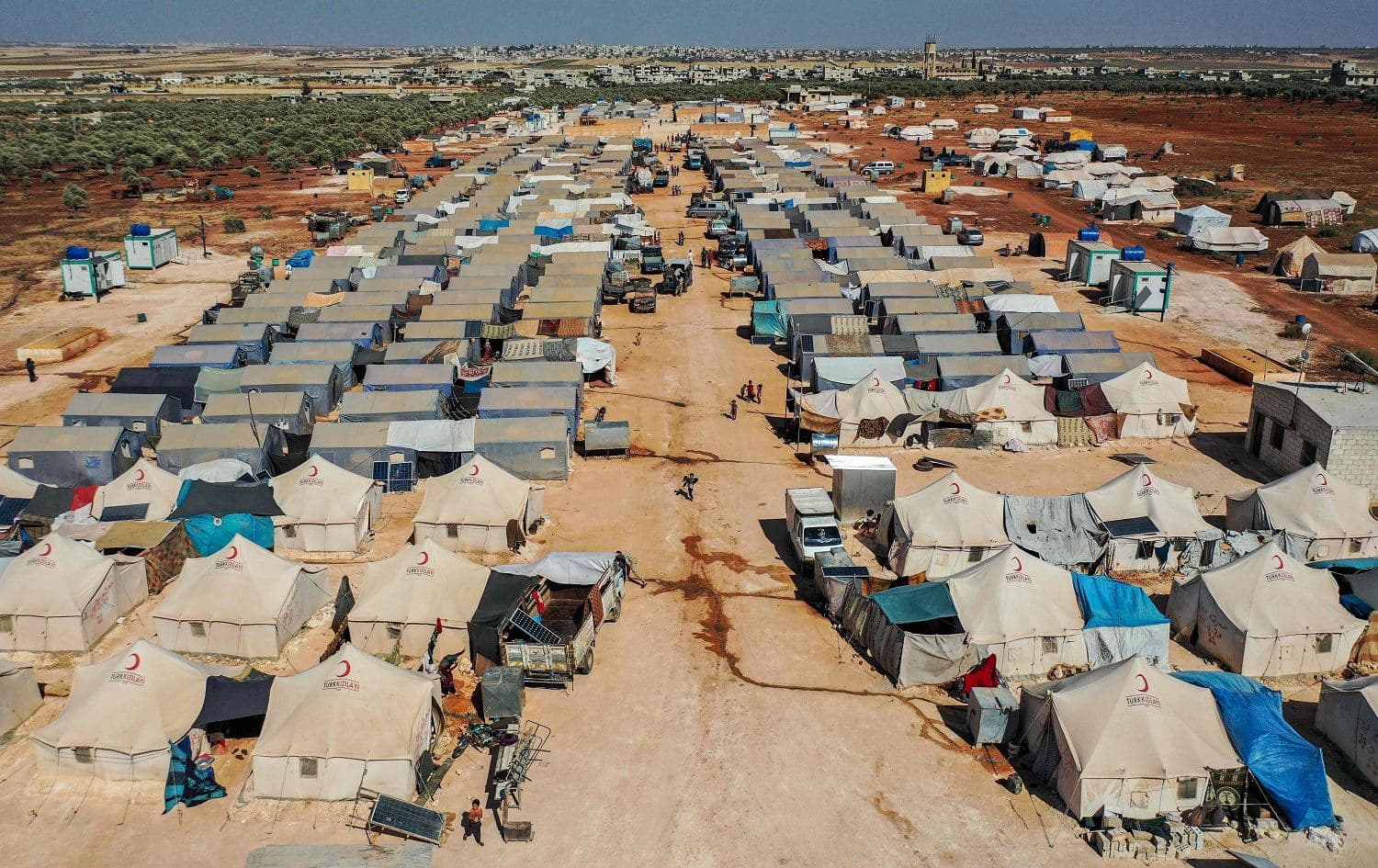 This picture taken on July 9, 2020 shows an aerial view of tents at the Azraq camp for displaced Syrians near the town of Maaret Misrin in Syria's northwestern Idlib province. Photo: Omar Haj Kadour/AFP