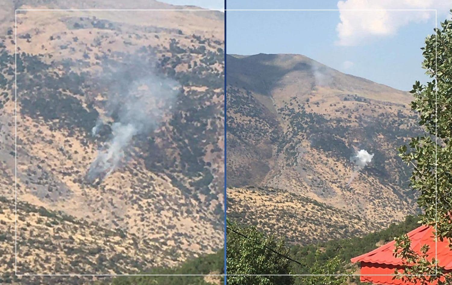 Smoke rises from a Turkish airstrike outside of Bedihe village last week. Photo: submitted to Rudaw