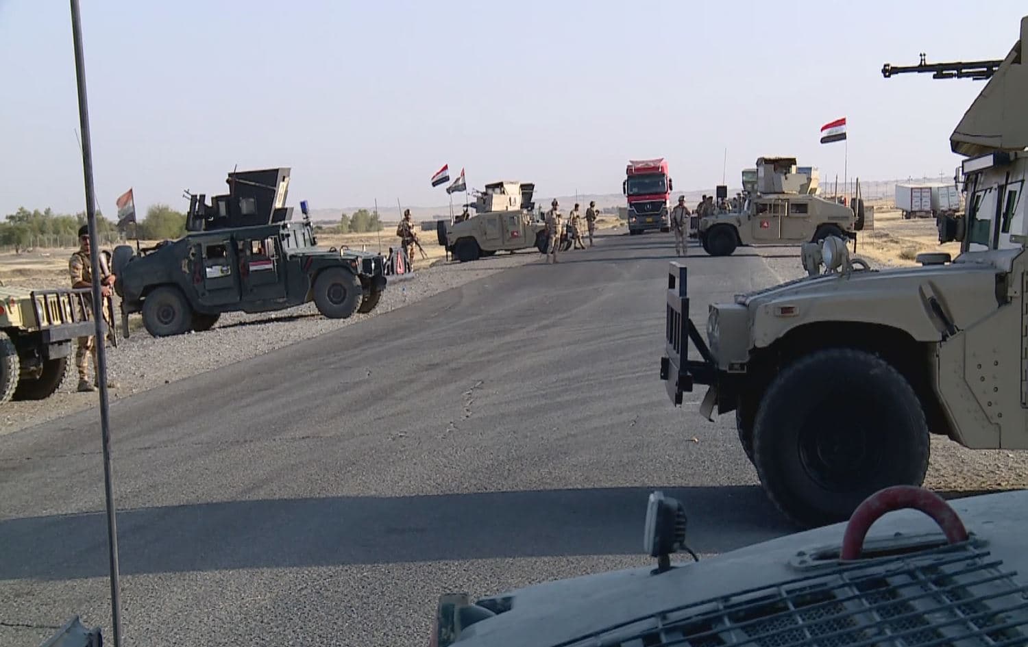 The deployment of Iraqi armed forces on the main Kifri-Tuz Khurmatu road on July 15, 2020. Photo: Rudaw TV