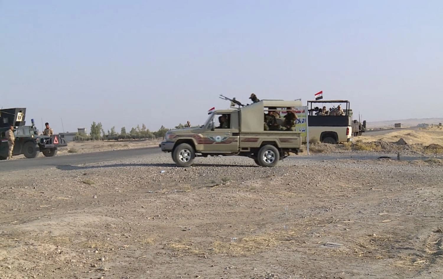Iraqi armed forces on the main Kifri-Tuz Khurmatu road on July 15, 2020. Photo: Rudaw TV