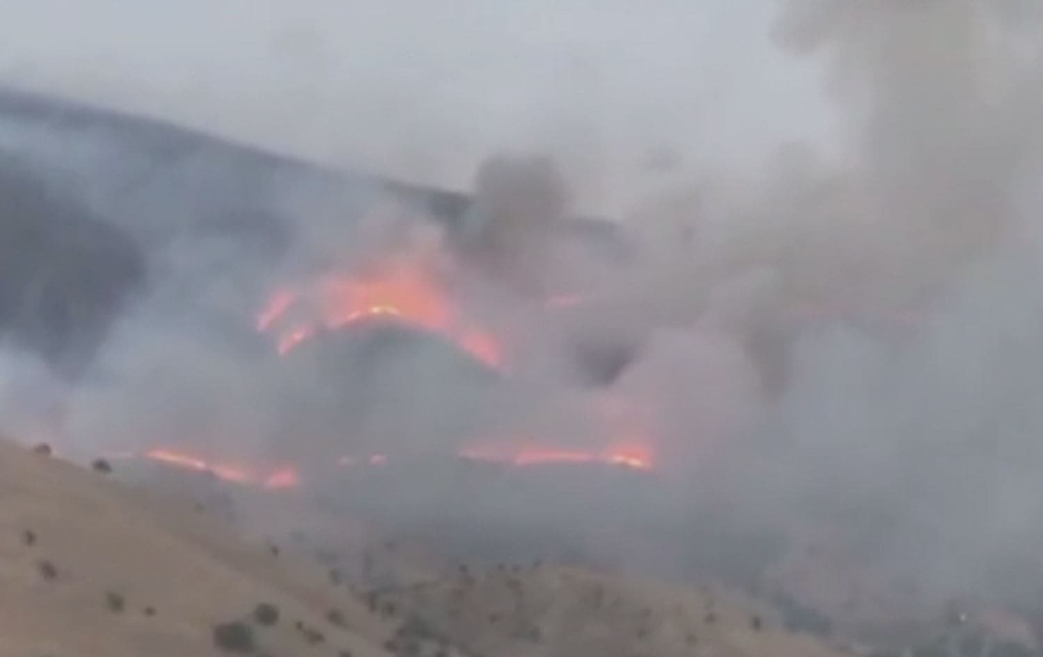 Fire rips through the Gapilon sub-district of Sulaimani province on July 28, 2020. Photo: Rudaw TV 
