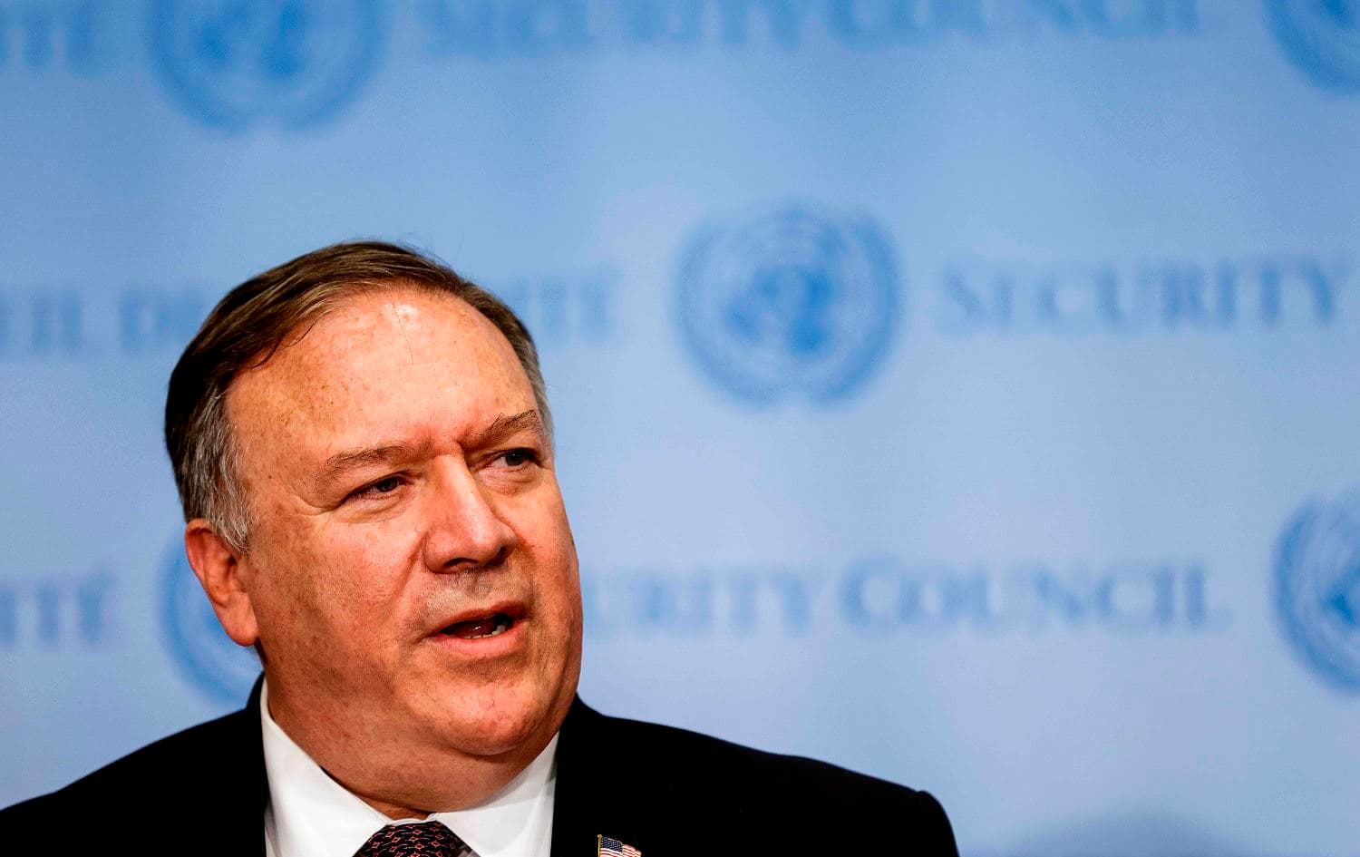 US Secretary of State Mike Pompeo speaks to reporters following a meeting with members of the UN Security Council about Iran's alleged non-compliance with a nuclear deal and calling for the restoration of sanctions against Iran at United Nations hradquarters in New York, August 20, 2020. Photo: Mike Segar/pool/AFP
