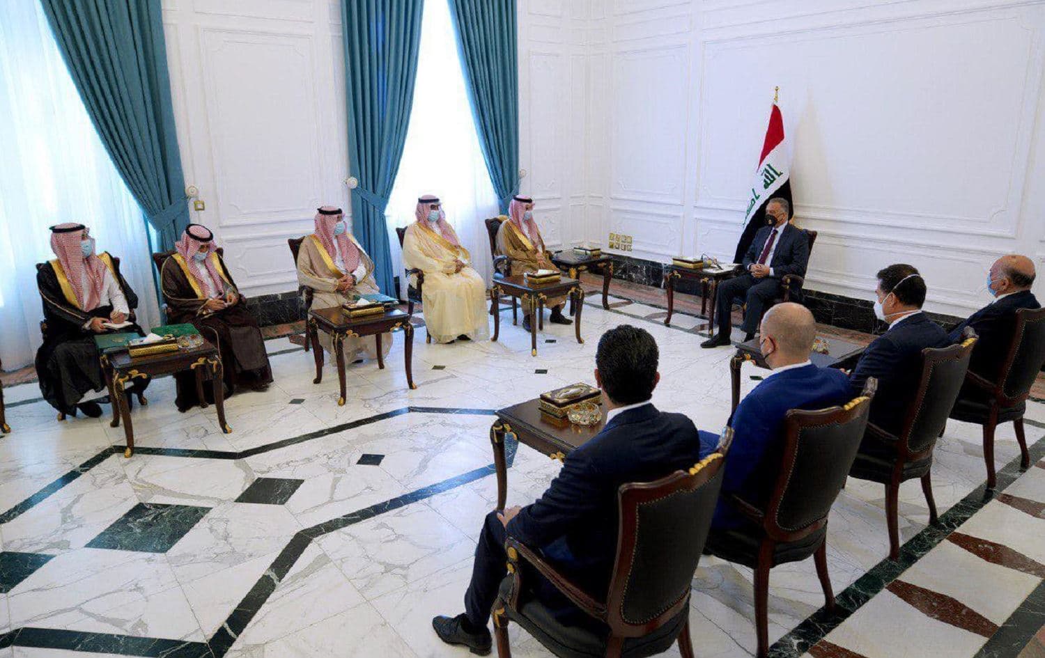 Iraqi Prime Minister Mustafa al-Kadhimi met with Saudi Foreign Minister Faisal bin Farhan al-Saud in Baghdad on August 27, 2020. Photo: handout/Iraq prime minister's office