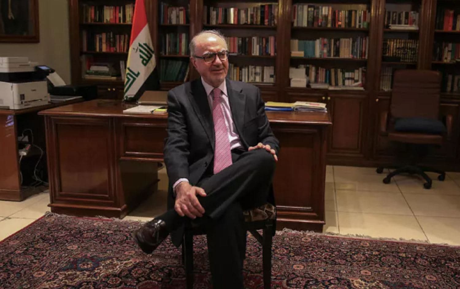 Iraqi finance minister Ali Allawi takes part in an interview at his Baghdad residence on June 22, 2020. Photo: Ahmad al-Rubaye / AFP