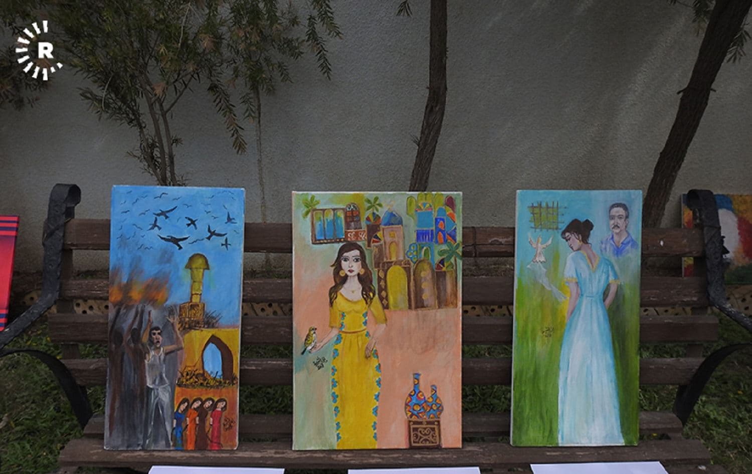 Artwork is on display at an exhibit at the University of Kurdistan-Hewler for International Women's Day in 2018. File photo: Rudaw