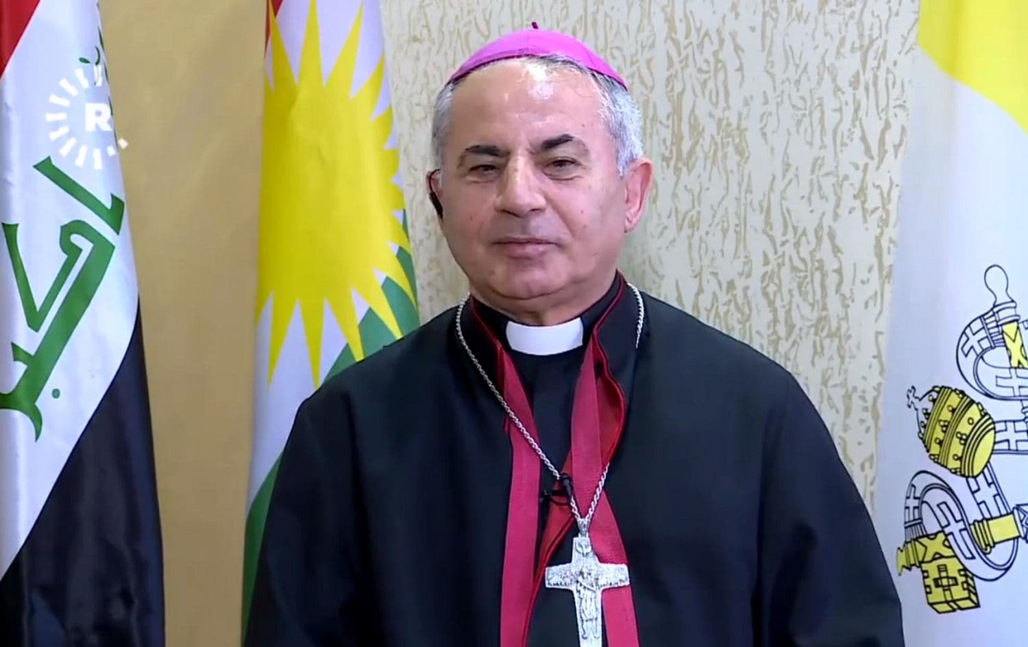 Archbishop Najeeb Moussa Michaeel speaks to Rudaw TV on September 26, 2020 about his nomination for the Sakharov prize. Photo: Rudaw