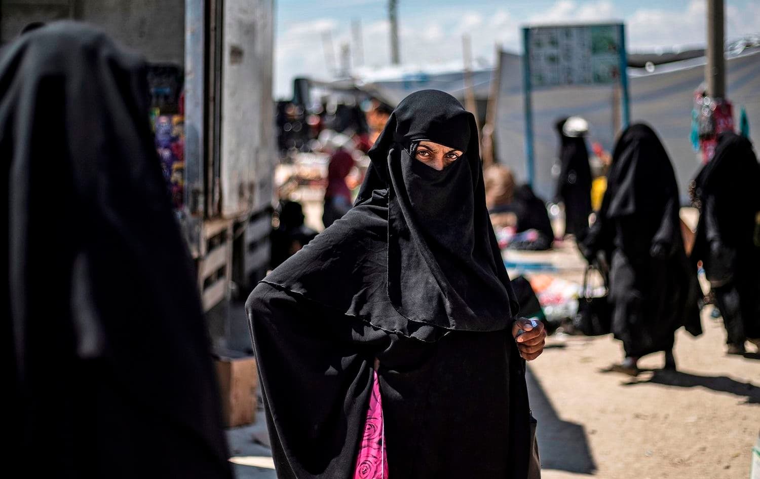 A woman held in al-Hol camp, Hasaka, northeast Syria. File photo: Delil Souleiman / AFP