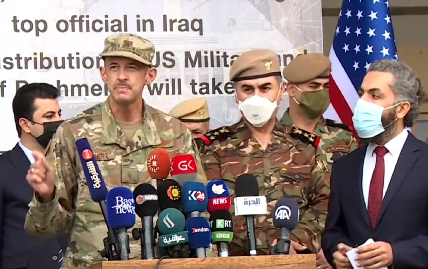  Brigadier General E John Teichert speaks at a ceremony in Bahirka, Erbil on November 10, 2020. Photo: Rudaw TV