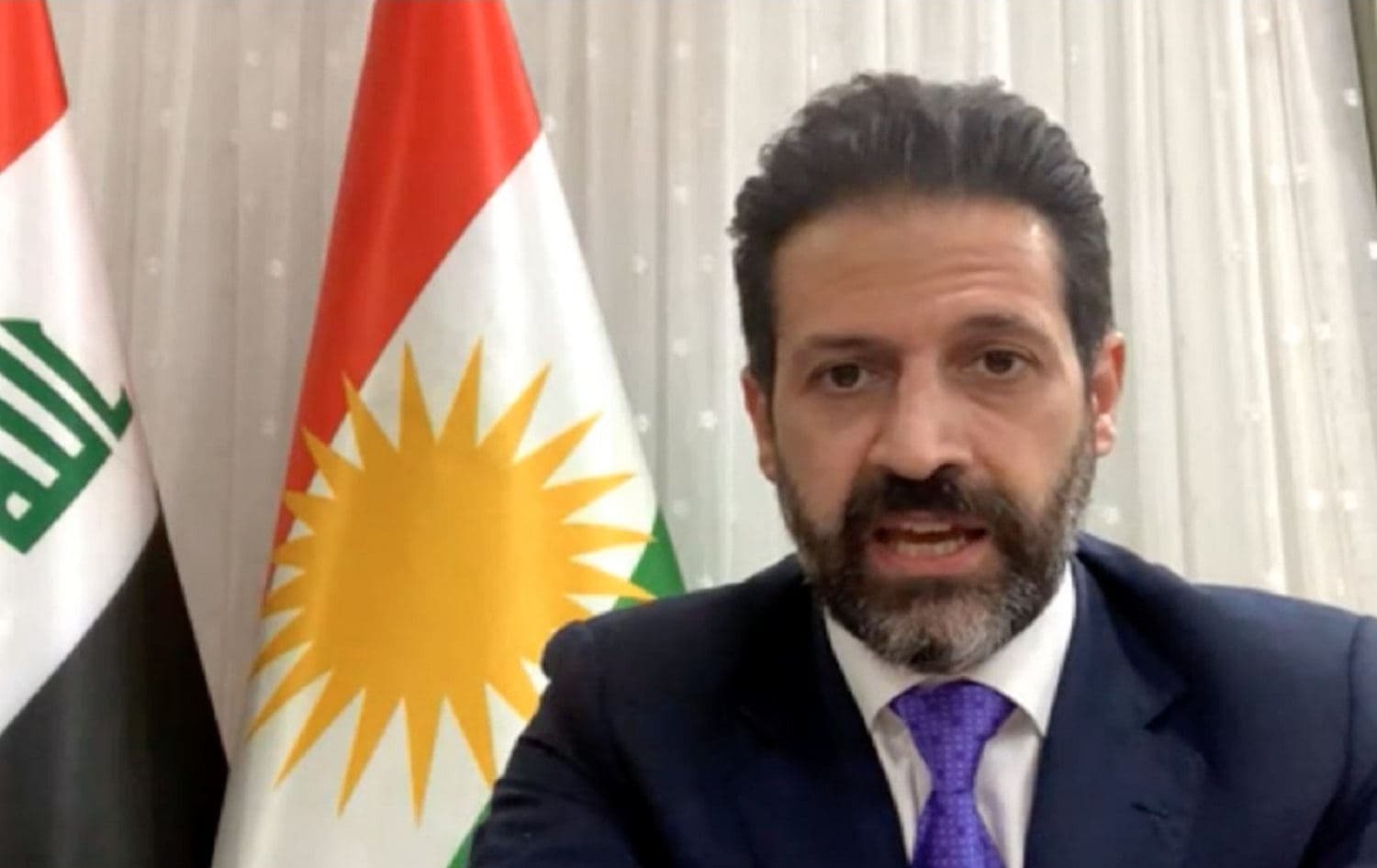 KRG Deputy Prime Minister Qubad Talabani speaking at the virtual conference on Tuesday. Photo: Rudaw