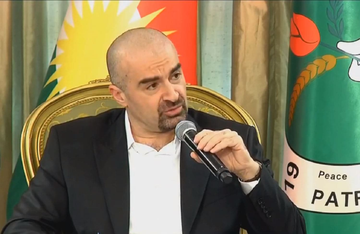 Patriotic Union of Kurdistan (PUK) co-leader Bafel Talabani speaking at a press conference in Sulaimani on Sunday, November 29, 2020. Photo: Rudaw