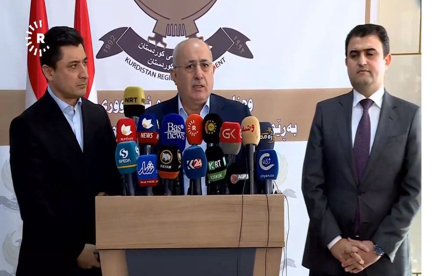Minister of Finance Awat Sheikh Janab speaks during a press conference on December 8, 2020. Photo: screenshot