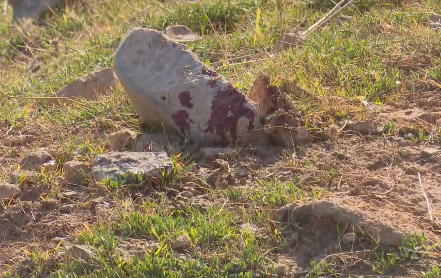 Blood is seen on stones near the site of an explosion that injured two Kurdish security forces in Said Sadiq on January 2, 2021. Photo: Rudaw