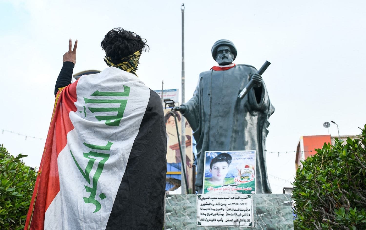 Anti-government demonstrators gather, in Iraq's southern city of Nasiriyah in Dhi Qar province on 29 November 2020. Photo: Asaad Niazi/ AFP via Getty Images