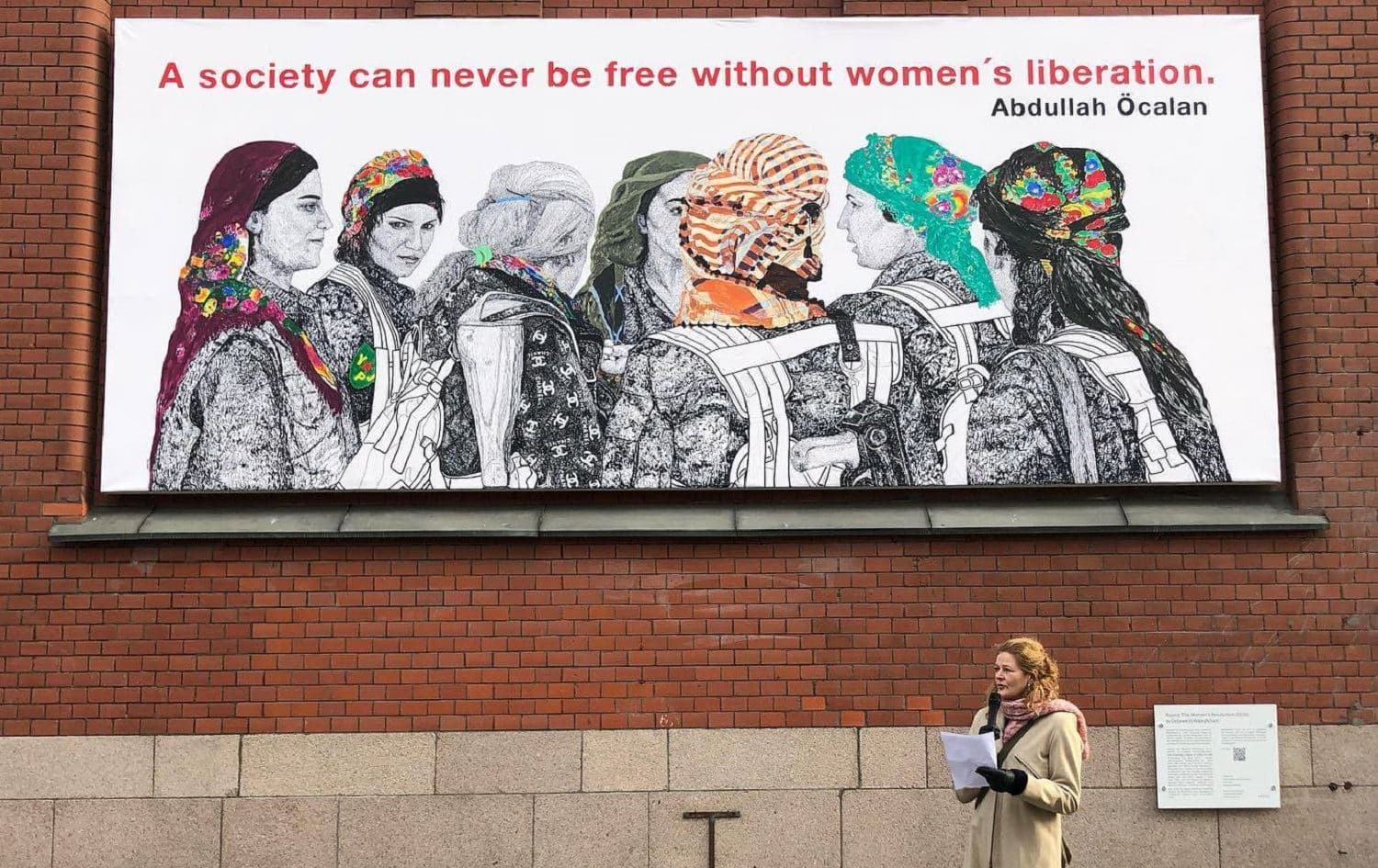 A painting by Kurdish artist Gelawesh Waledkhani is displayed on a wall on Oslo. Photo: Gelawesh Waledkhani/Facebook; Cover graphic by Abdulbasit Ibrahim/Rudaw