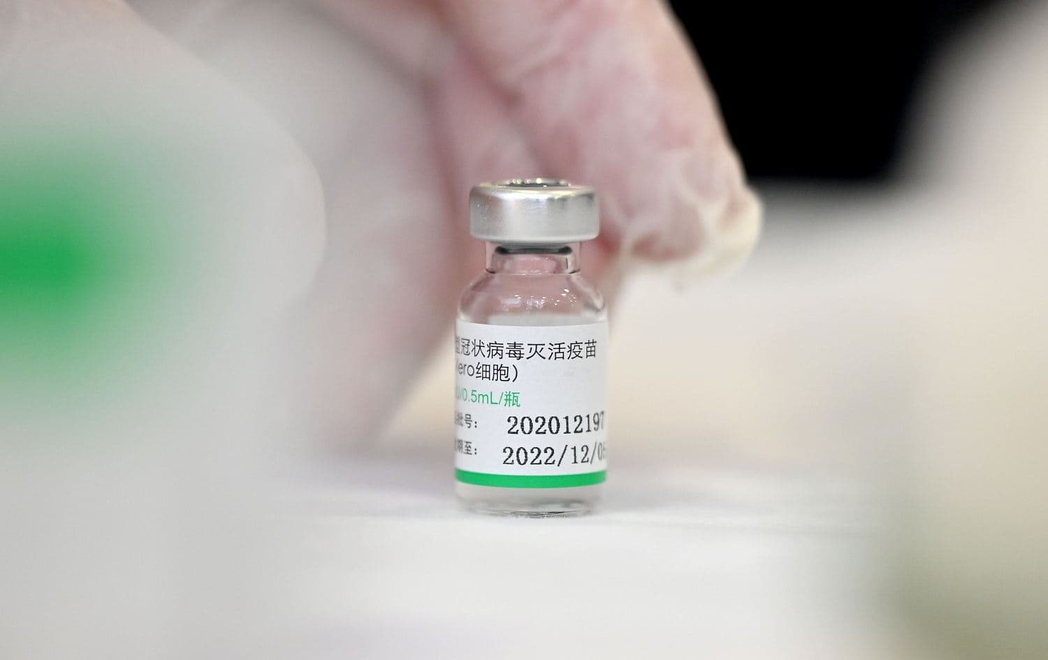 A medical staff shows a dose of the Chinese-made Sinopharm vaccine to vaccinate Serbian Health Minister at the virology institute in Belgrade on January 19, 2021. Photo: Andrej Isakovic/ AFP