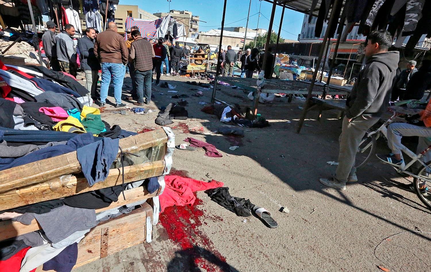 The scene of the Thursday attack in Baghdad's Tayaran Square. Photo: Sabah Arar/AFP