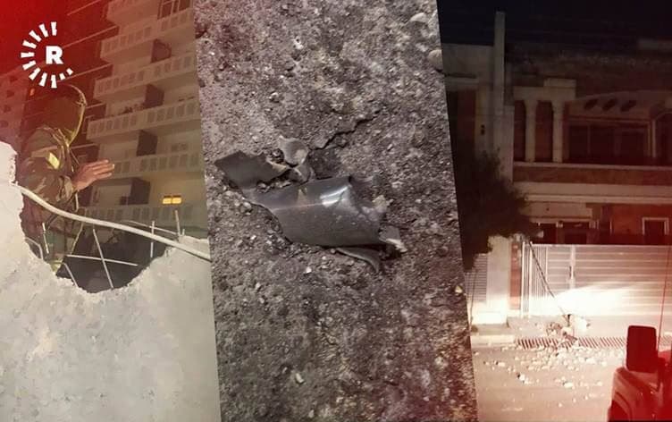 Assemblage of images of the aftermath of Monday's rocket attacks. Photos: Rudaw