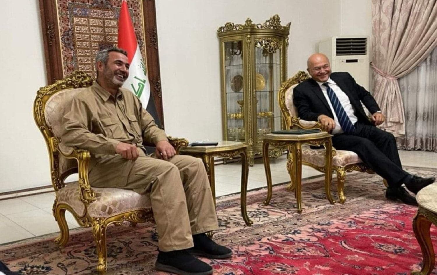 Iraqi President Barham Salih met with the chief of staff of the Popular Mobilization Forces (PMF or Hashd al Shaabi) Abd al-Aziz al-Mohammedawi, in Baghdad on Wednesday. Photo: PMF media directorate