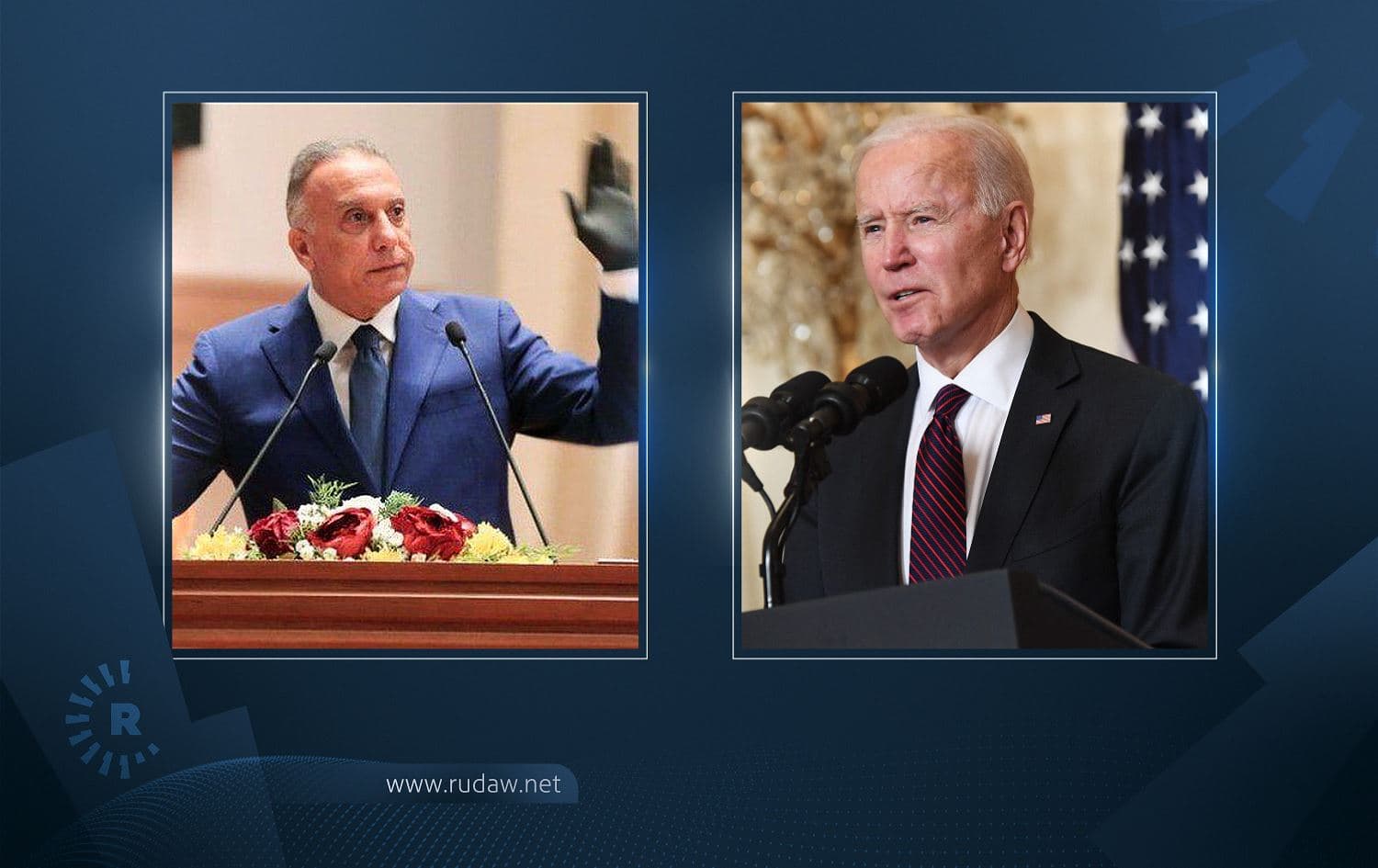 Iraqi Prime Minister Mustafa al-Kadhimi (left) and US President Joe Biden (right). Photos: AFP