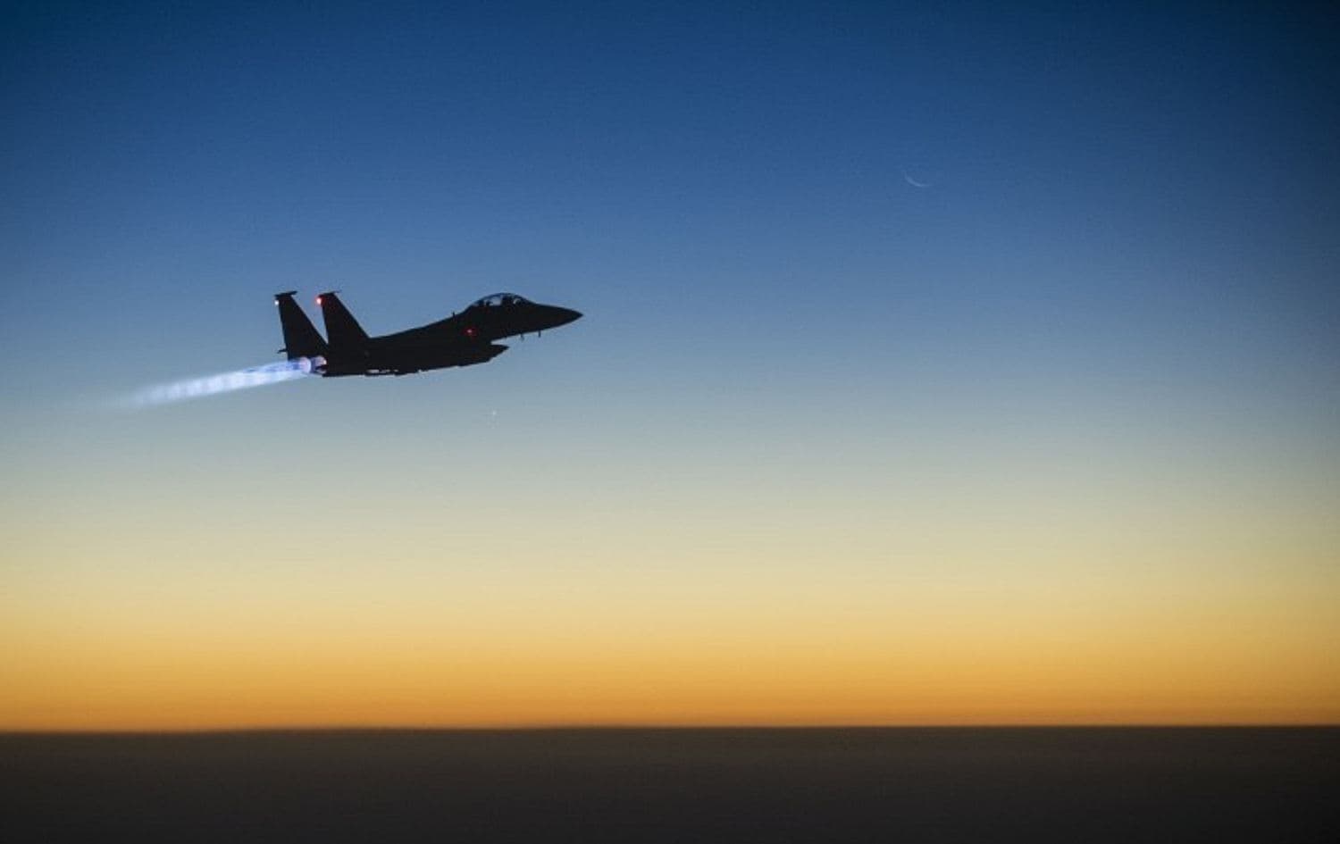 A US Air Force F-15E Strike Eagle flying over Iraq in September 2014 after conducting airstrikes in Syria. File photo: AFP/US Air Force Senior Airman Matthew Bruch