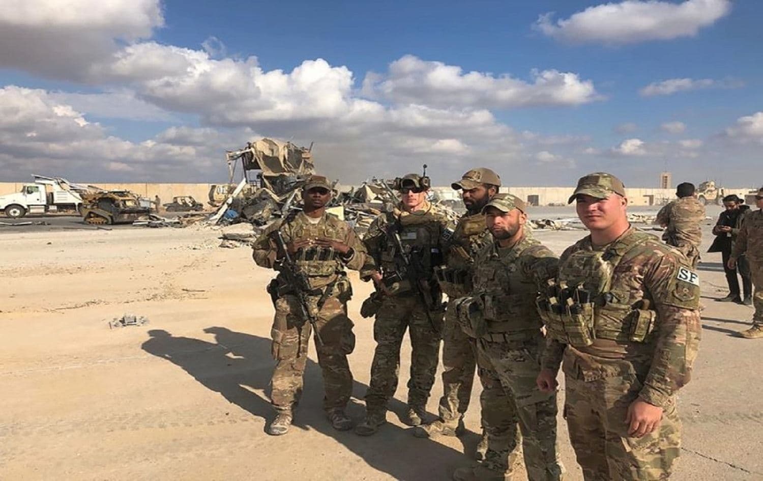 US soldiers stand at a site of Iranian bombing at Ain al-Asad air base in Anbar on January 13, 2020. File photo: Qassim Abdul-Zahra/AP