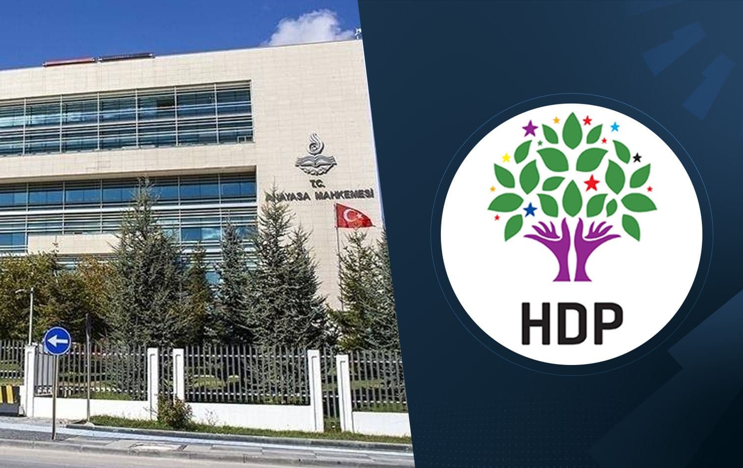From left: Turkish Constitutional Court and the HDP logo. Photos: Anadolu Agency and HDP. Graphic: Ahmed Bahram/Rudaw