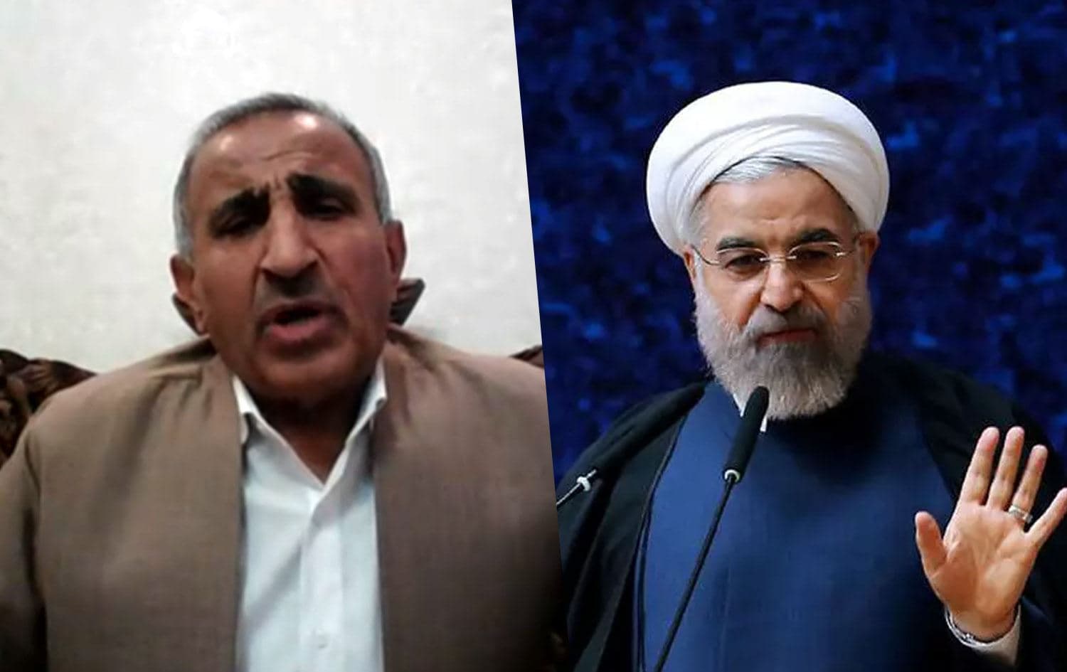 Abdullah Suhrabi (left), former member of the Iranian parliament, has filed a lawsuit against President Hassan Rouhani (right), accusing him of failing to keep electoral promises. Photos: Rudaw and AFP