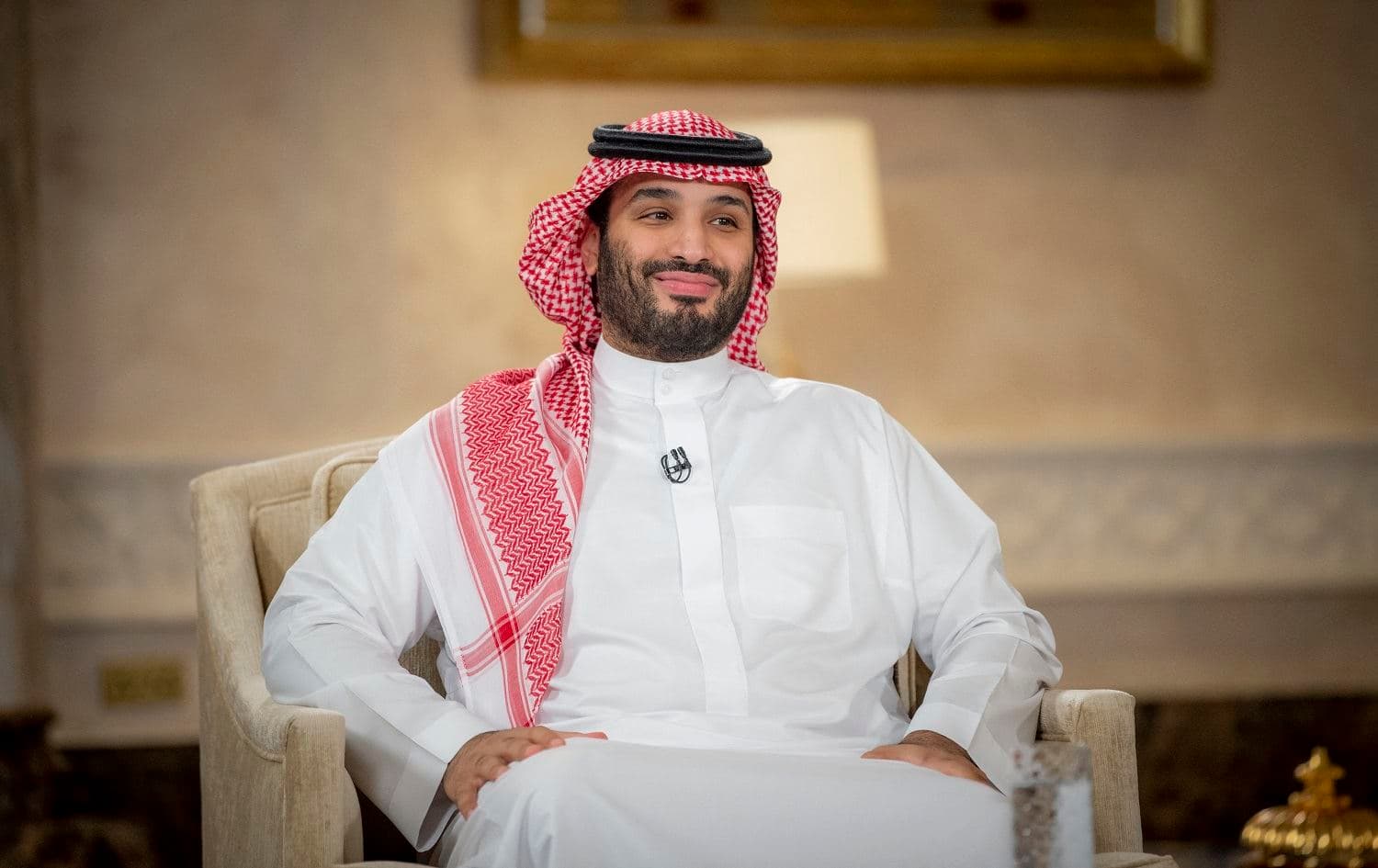 A handout picture provided by the Saudi Royal Palace on April 27, 2021, shows Saudi Crown Prince Mohammed bin Salman during an interview in Riyadh. Photo: Bandar al-Jaloud/Saudi Royal Palace/AFP