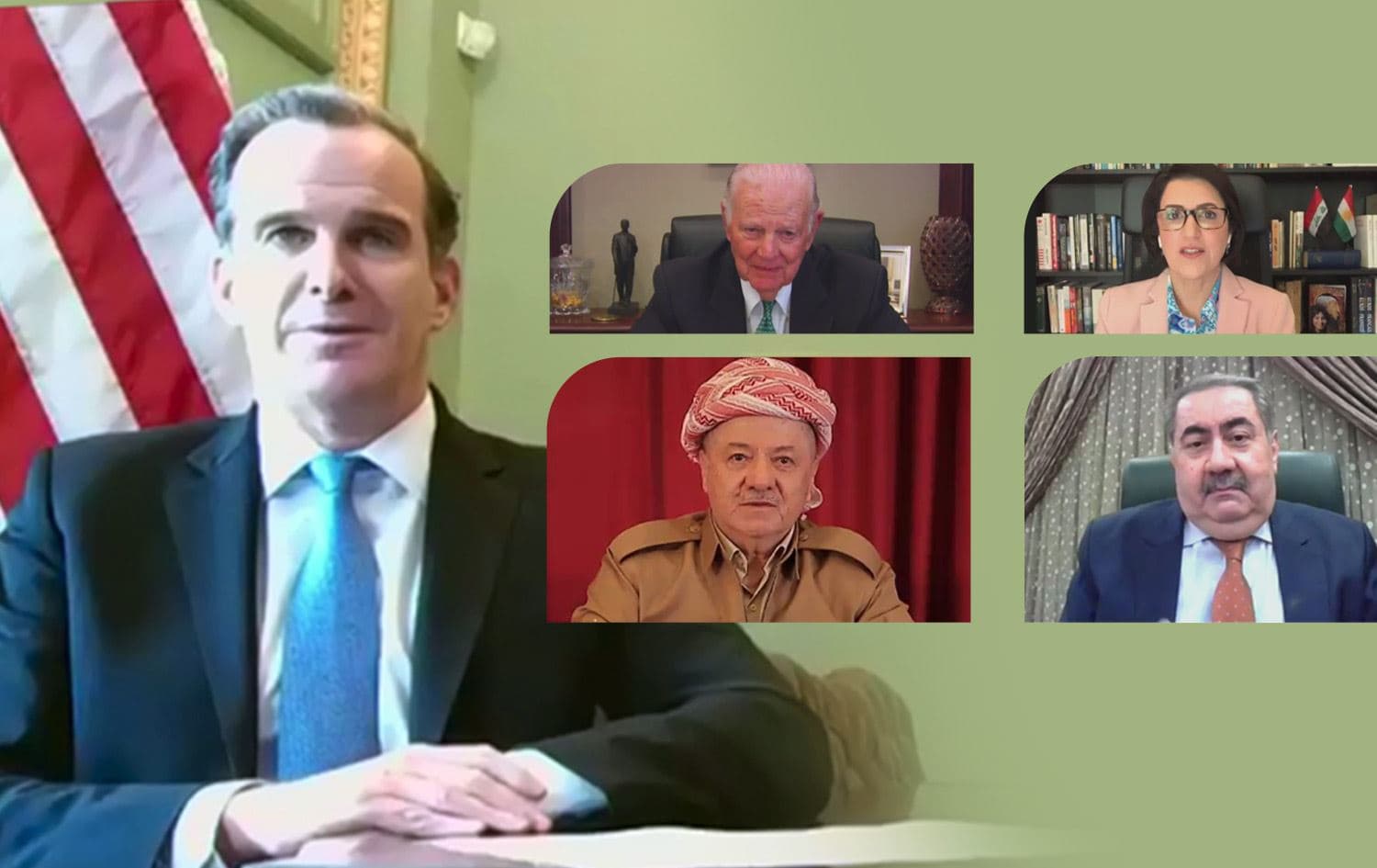 Brett McGurk, the US Coordinator for the Middle East and North Africa, speaks at a virtual conference organized by the KRG's representation in the US. Other participants include former US Secretary of State James A. Baker, and KDP leader Masoud Barzani.