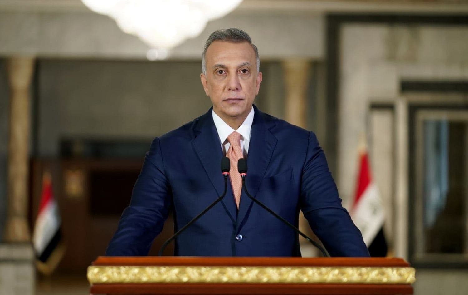 Iraqi Prime Minister Mustafa al-Kadhimi gives a televised address to the nation on May 13, 2021. Photo: handout/PM office