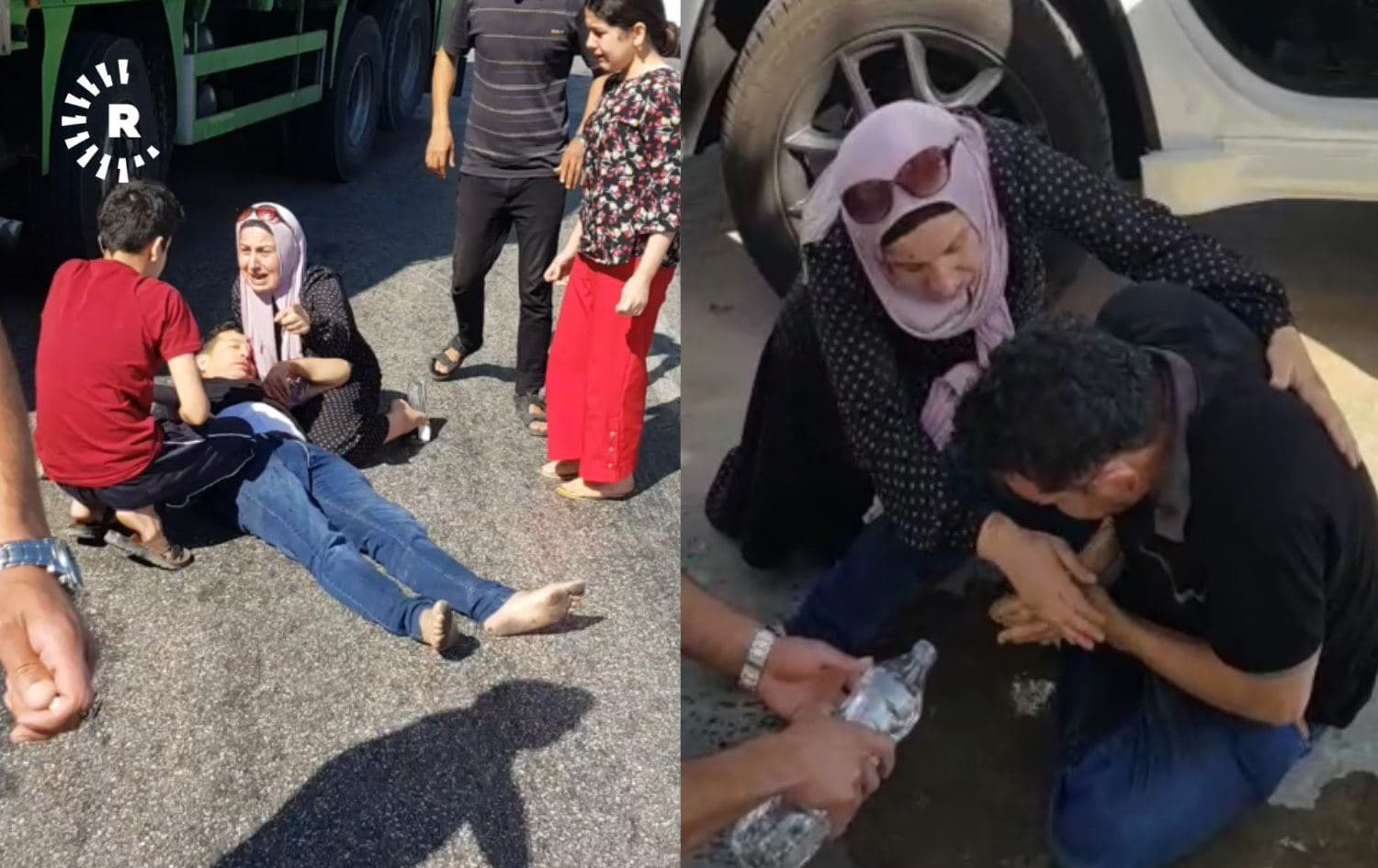 Mushtaq Mahmoud (lying on the ground), seen in this image taken from a video submitted to Rudaw, and his family were attacked in Mersin, Turkey on May 12, 2021. Photo: screengrab