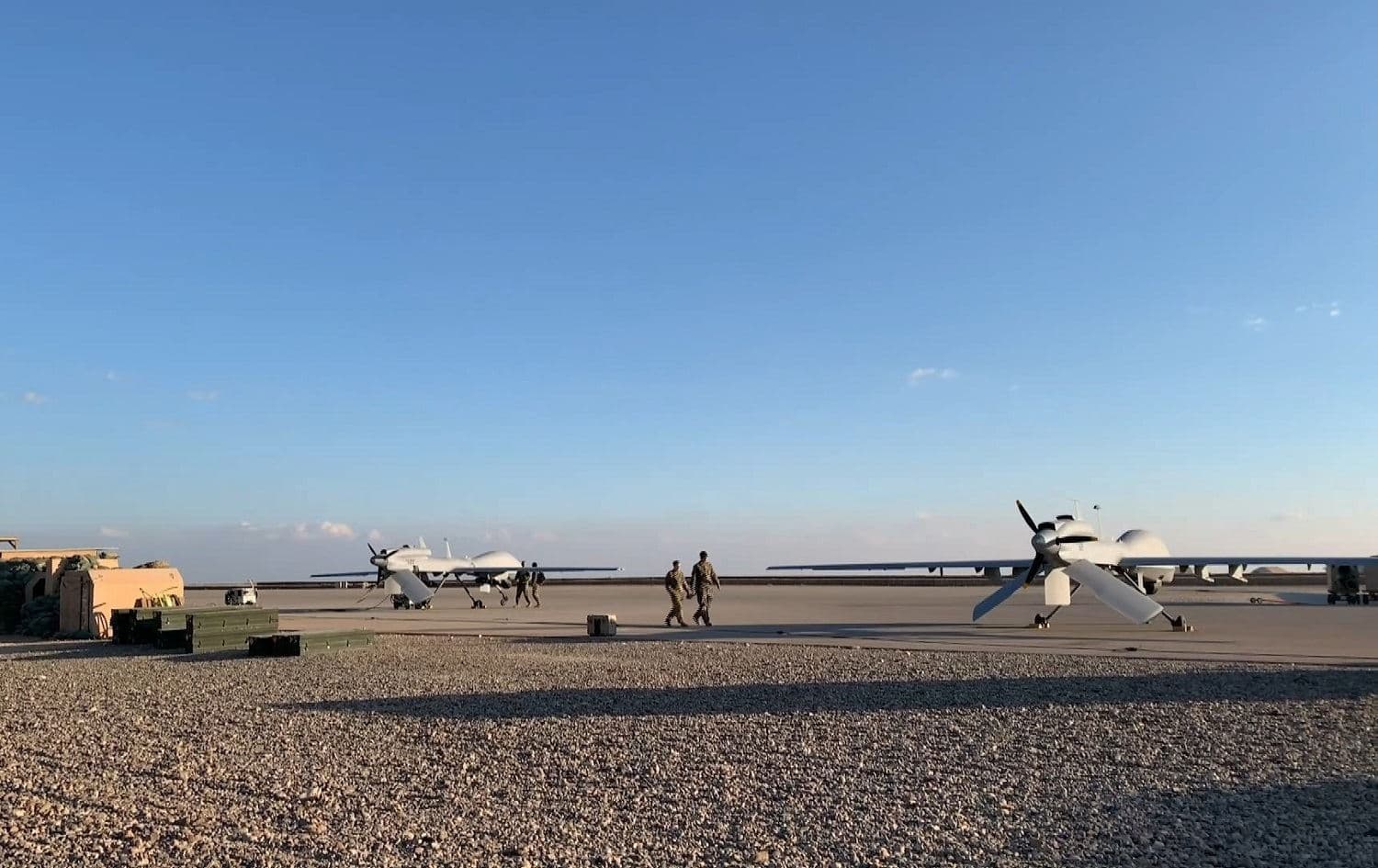 American soldiers and US army drones at Ain al-Asad airbase on January 13, 2020. File photo: AFP