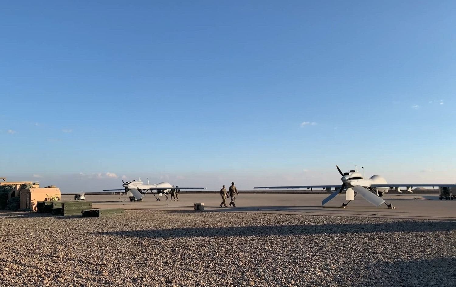 American soldiers and US army drones at Ain al-Asad airbase on January 13, 2020. File photo: AFP