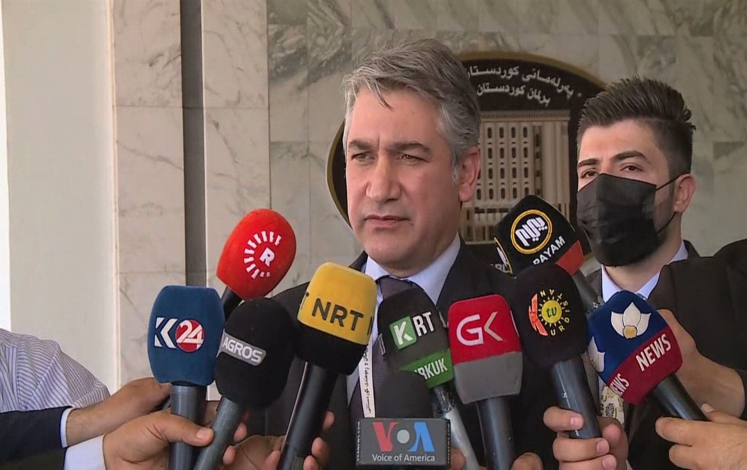 KRG spokesperson Jotiar Adil speaks to reporters on June 6, 2021. Photo: Rudaw