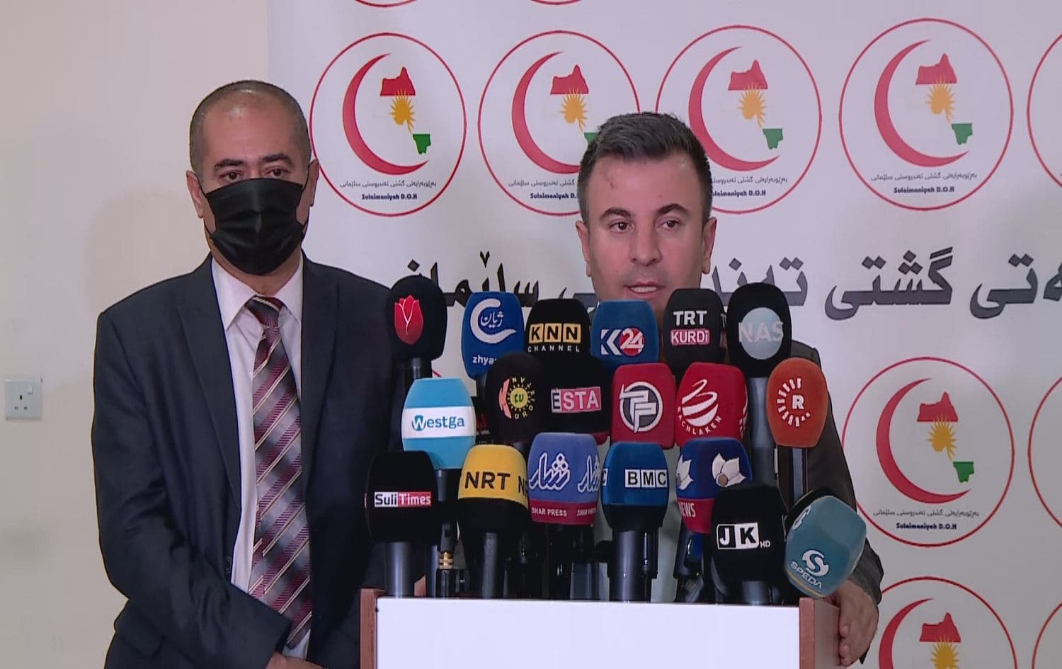General director of Sulaimani's health directorate Sabah Nusraddin in a press conference on June 9, 2021. Photo: screenshot/Rudaw