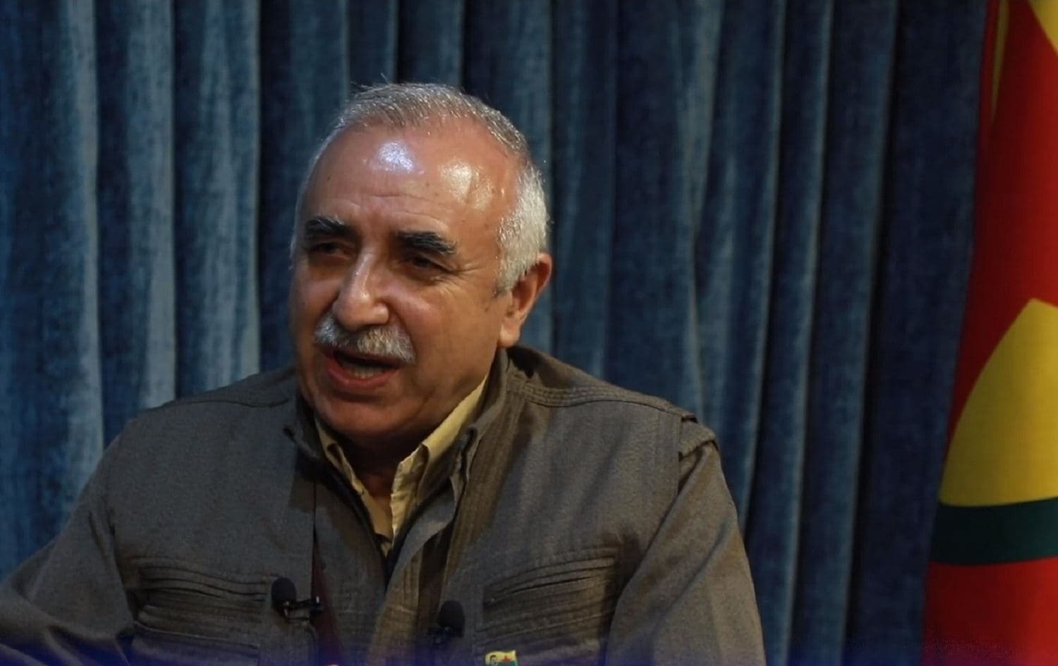 Murat Karayilan, member of the PKK executive committee, speaks on Sterk TV in an interview aired on June 10, 2021. Photo: Sterk TV