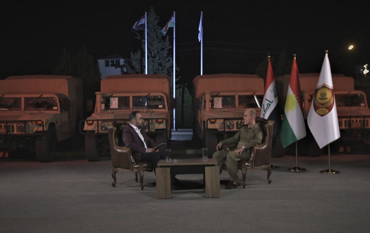 Peshmerga Minister Shorsh Ismail (right) speaks to Rudaw's Bestoon Othman on June 15, 2021. Photo: Rudaw
