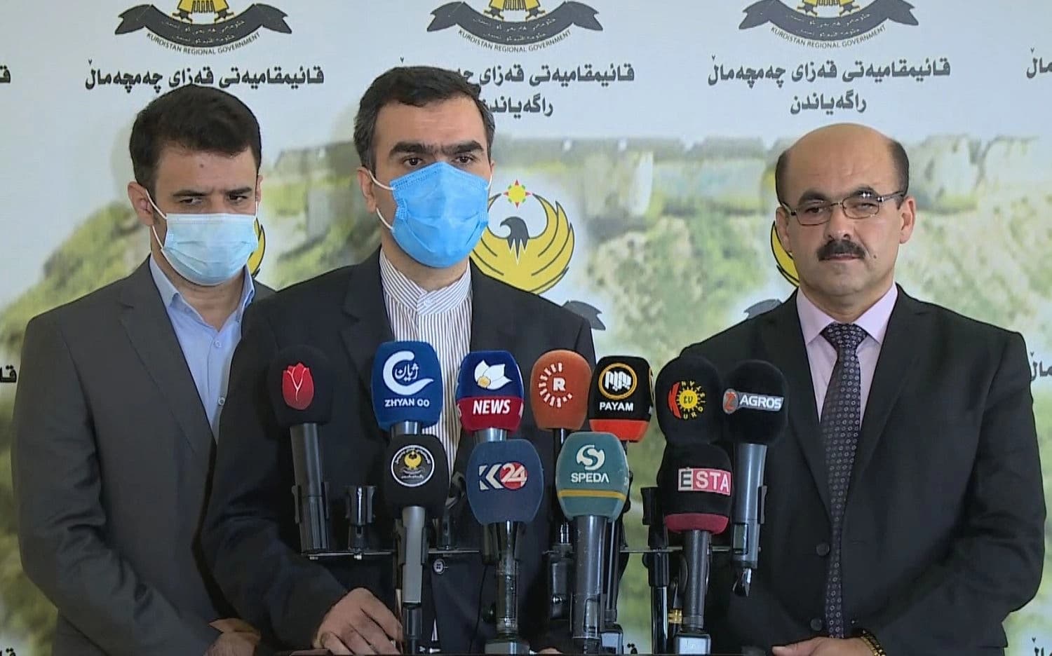 Iranian Consul General to Sulaimani Mahdi Shushtari in a press conference in Chamchamal, Sulaimani province. July 6, 2021. Photo: Rudaw/screenshot