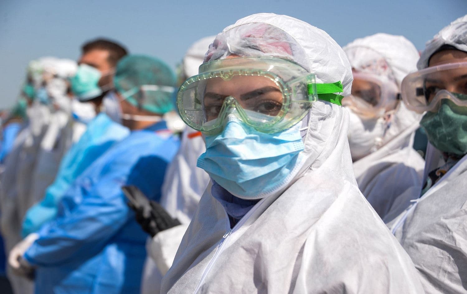 Iraqi health workers pictured in April 2020. File photo: AFP