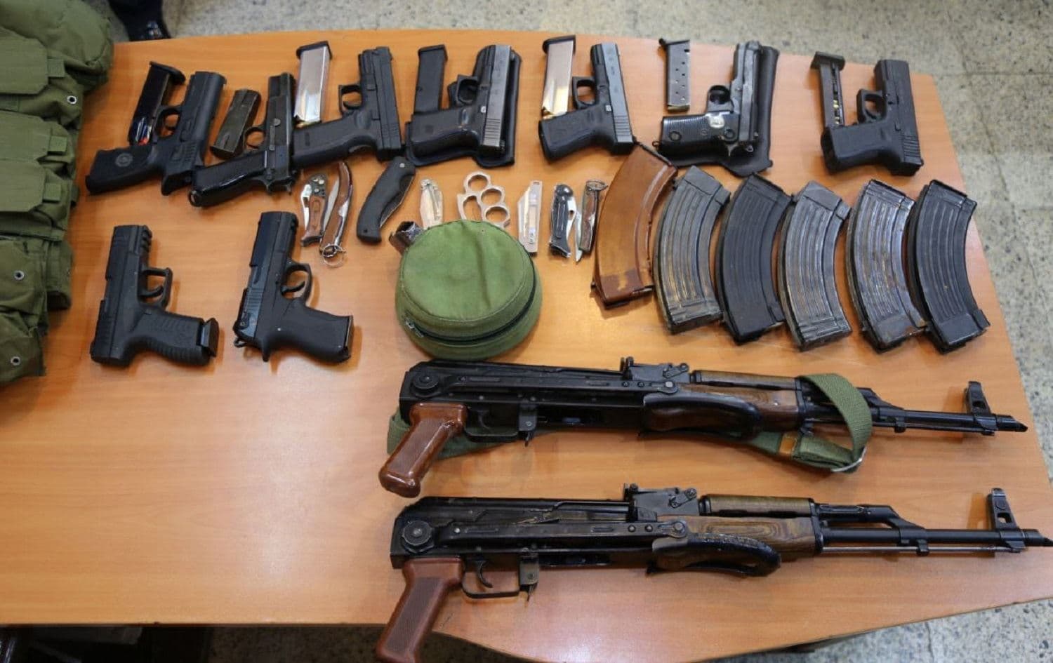 Sulaimani police display weapons seized in two days of a crackdown on gun ownership, on July 26, 2021. Photo: handout/Sulaimani police
