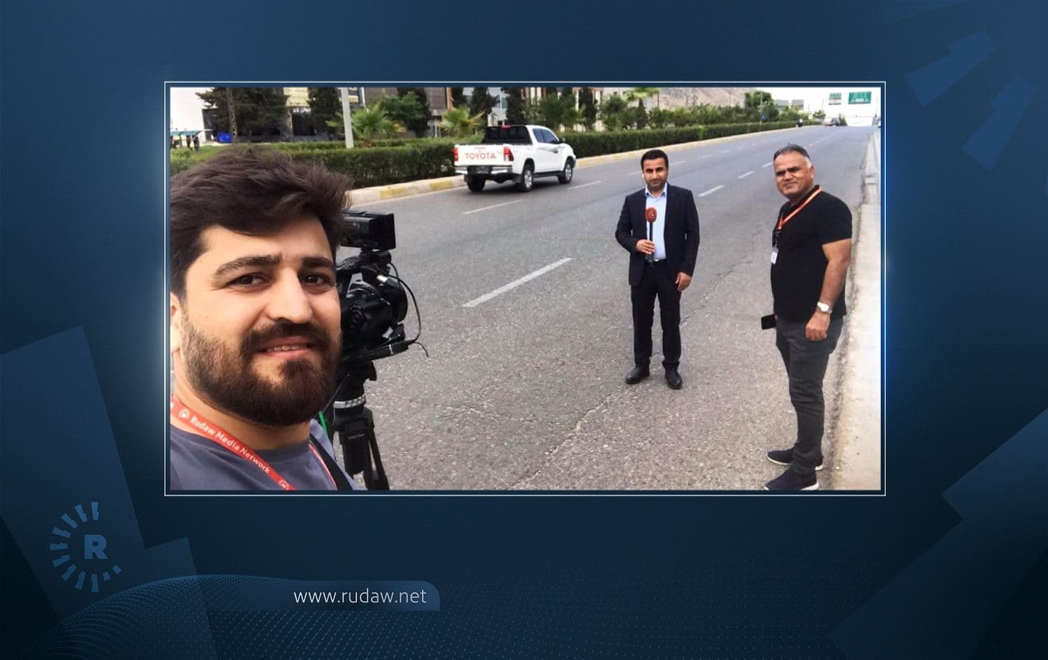 Left to right: Rudaw’s Shalaw Qaradaxi, Nasr Ali, and Mohammed Ahmed. Photo: Rudaw