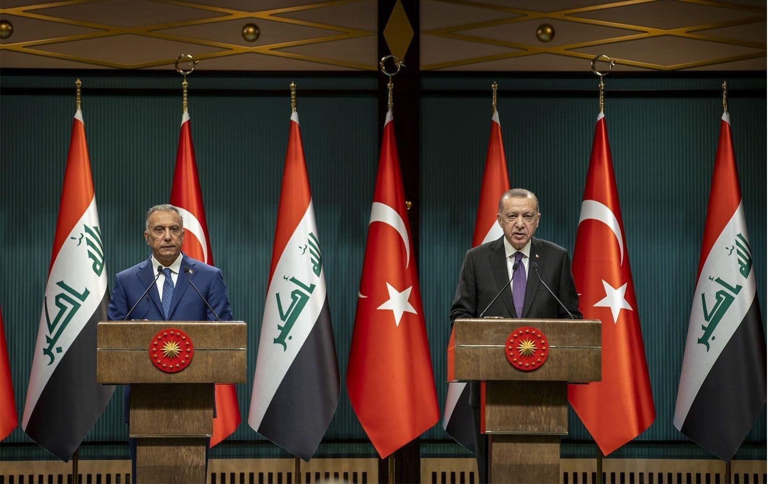 Iraqi PM Mustafa al-Kadhimi and Turkish President Recep Tayyip Erdogan in Ankara on December 17, 2020. Photo: AA
