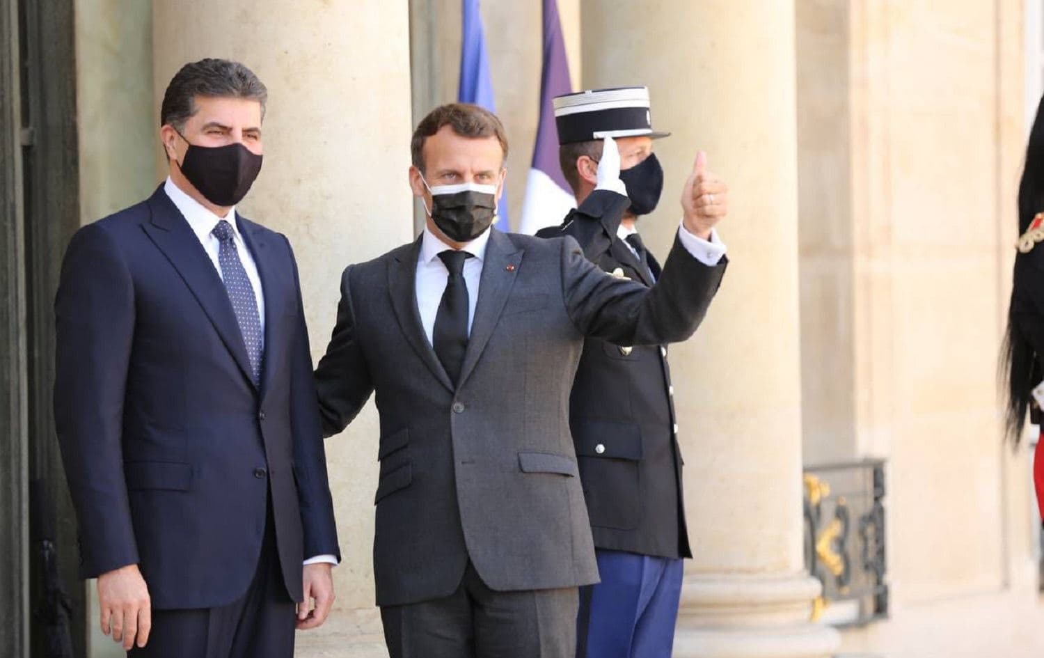 Kurdistan Region President Nechirvan Barzani met French President Emmanuel Macron in Paris on March 30, 2021. File photo: handout/Kurdistan Region Presidency