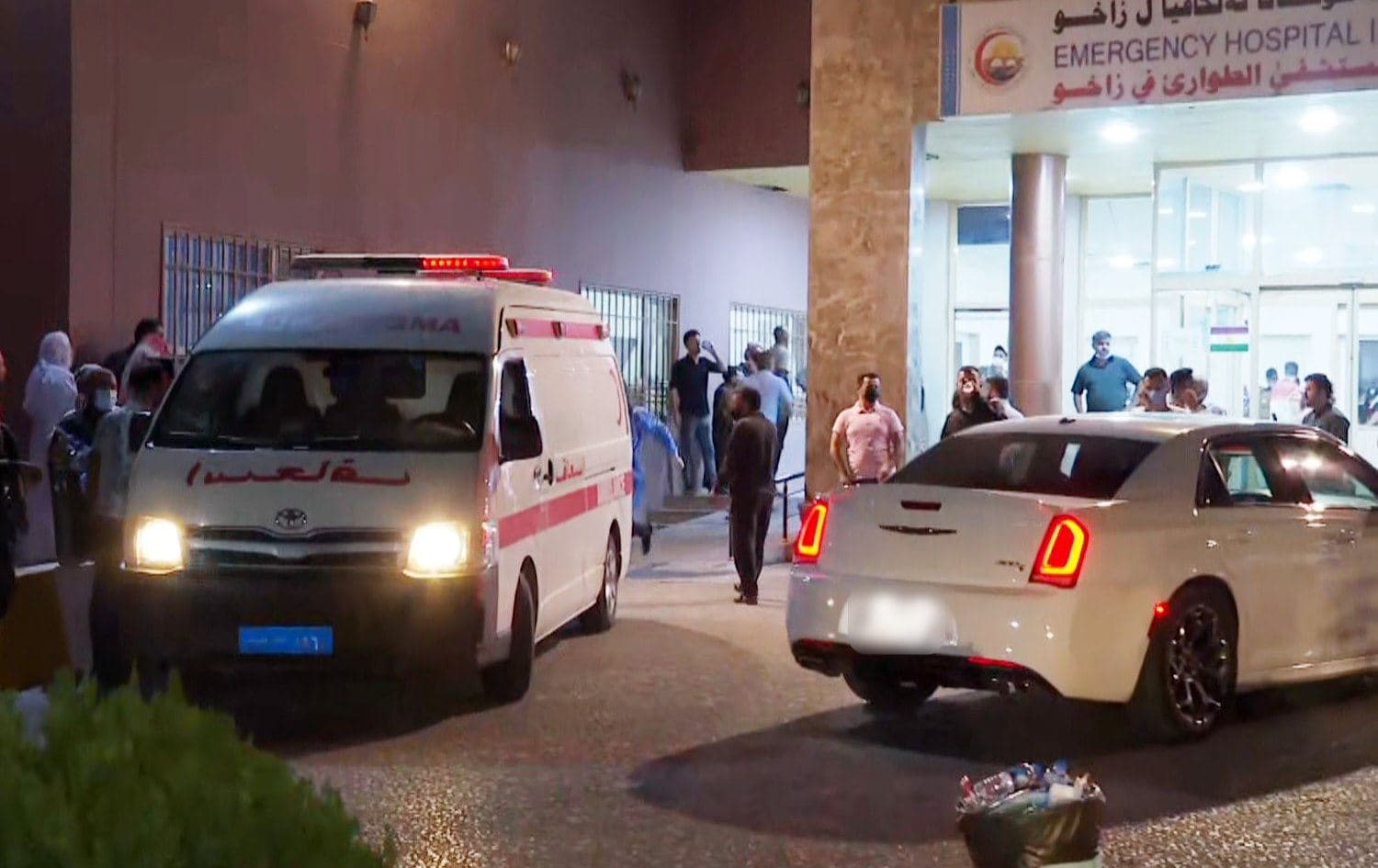 Ambulances pictured at Zakho emergency hospital where residents of Qadia camp injured in an apparent explosion are being treated, on August 30, 2021. Photo: Rudaw