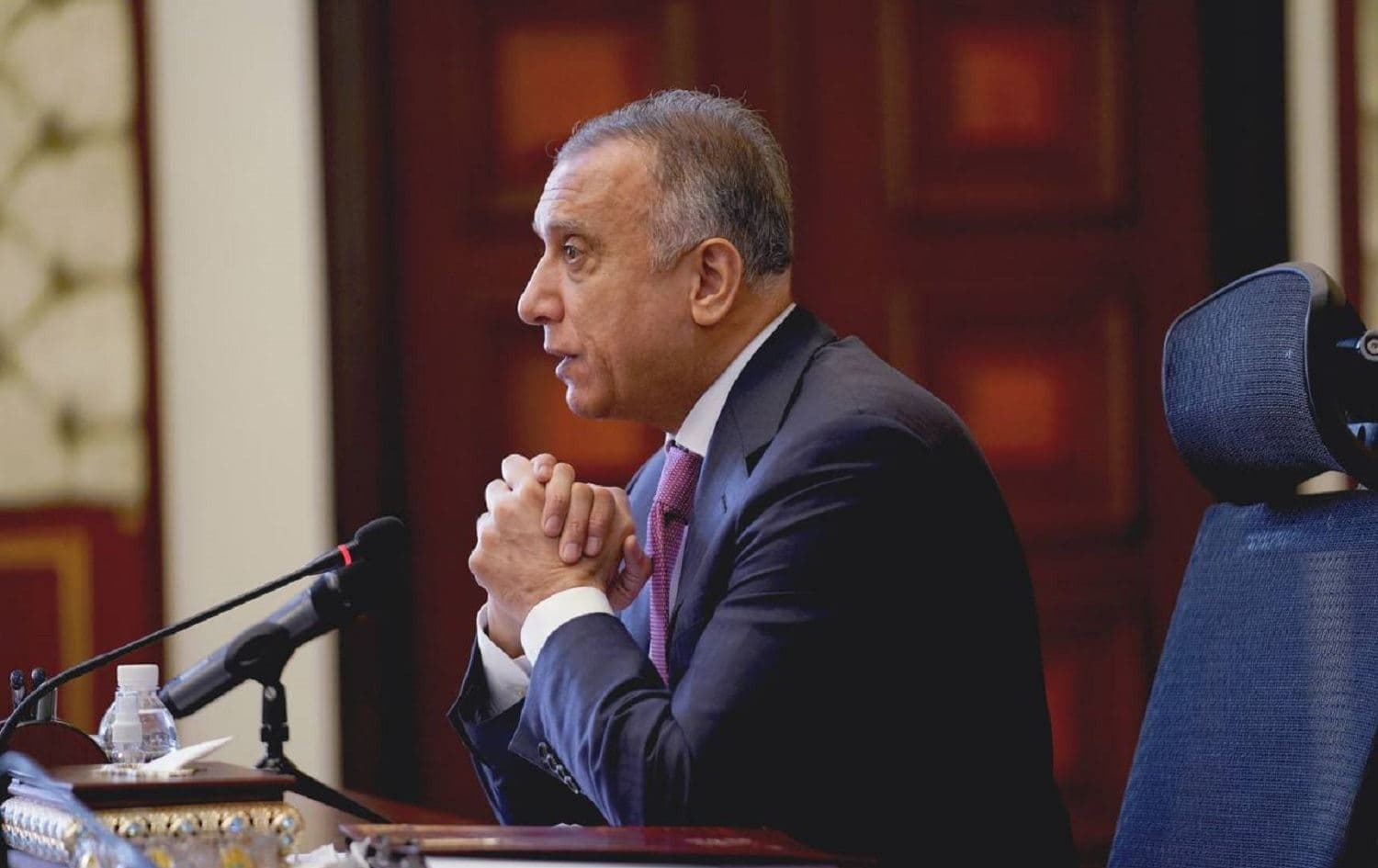 Iraqi Prime Minister Mustafa al-Kadhimi speaks to his cabinet in Baghdad on September 11, 2021. Photo: handout/PM office