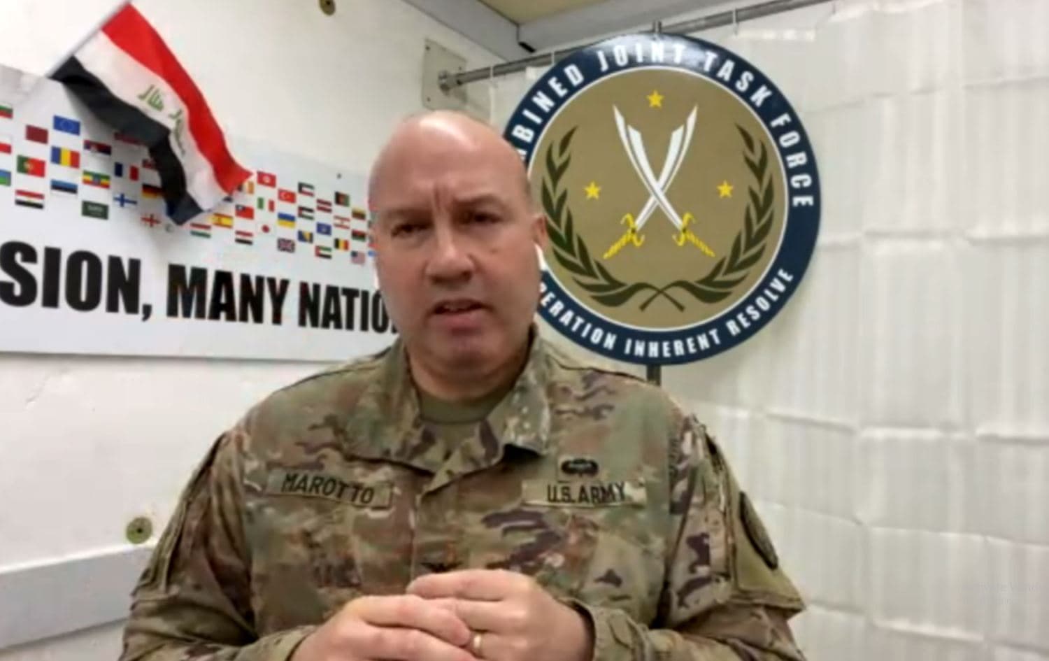 US-led coalition spokesperson Wayne Marotto on Rudaw on September 12, 2021. Photo: screenshot/Rudaw