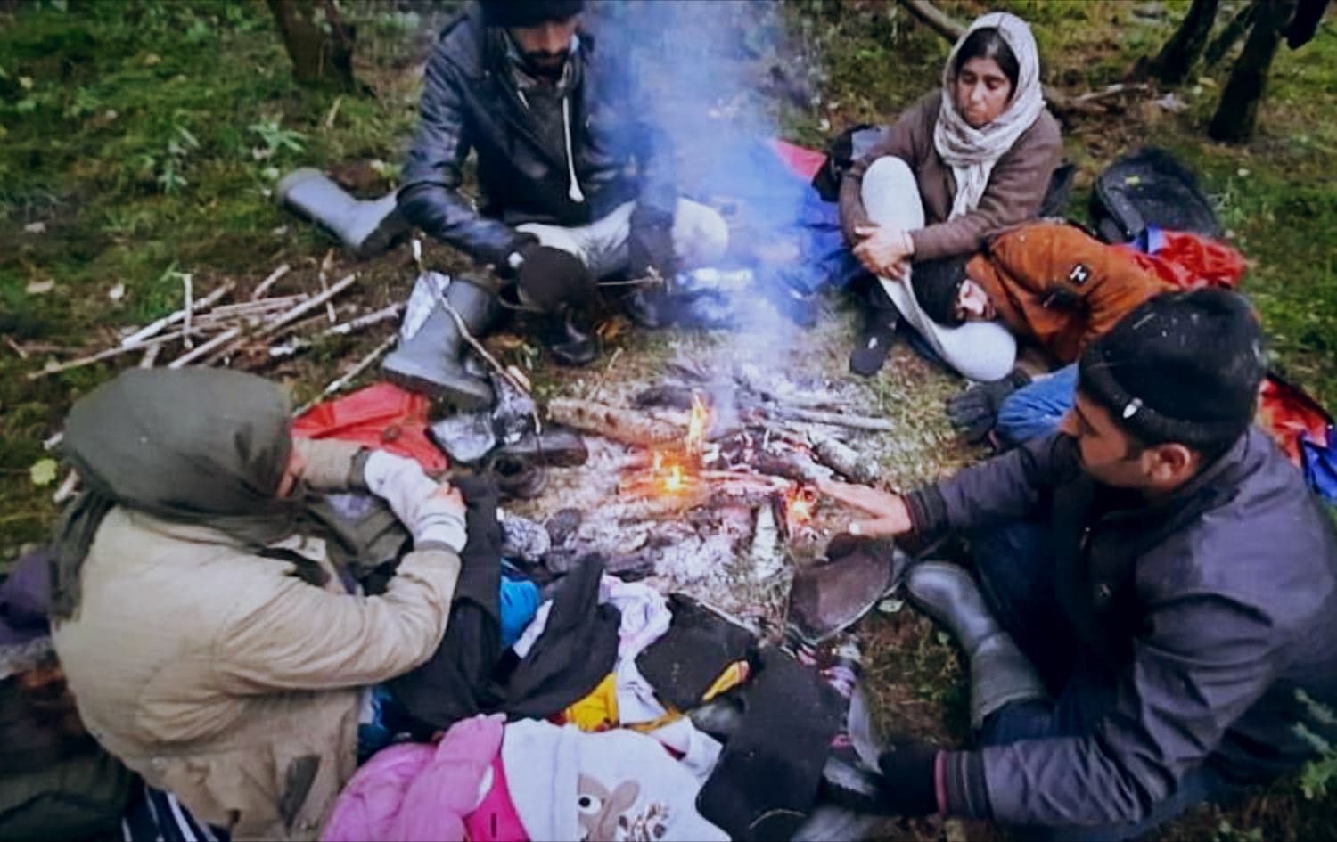 Yazidi migrants stranded on the Poland-Belarus border in September 2021. Photo: Murad Ismael/Twitter