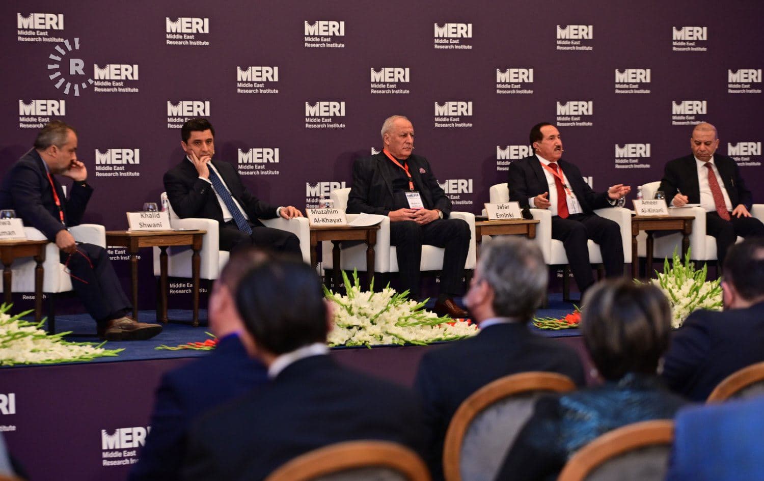 Panelists speak at the MERI forum in Erbil on October 26, 2021. Photo: Bilind T. Abdullah/Rudaw