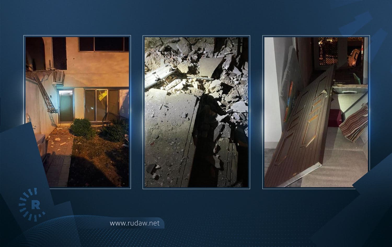 Damage from a drone attack on Iraqi Prime Minister Mustafa al-Kadhimi's residence on November 7, 2021. Photos: Iraqi State Media