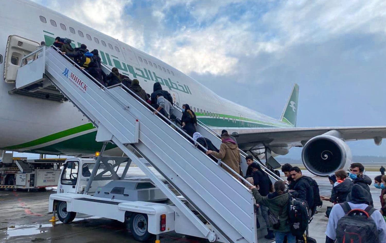 Iraqi and Kurdish migrants leaving Minsk via a flight organized by Erbil and Baghdad on November 18, 2021. Photo: Handout / Iraqi Transportation Ministry